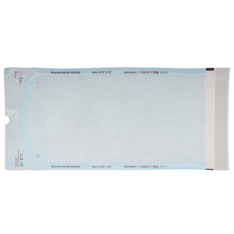 Sterilization Pouch, Class 4, Self-Sealing, Blue Film, 5.25" x 10", 200/Pk, 100526