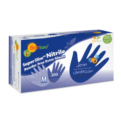 BeeSure UberSlim Nitrile Exam Gloves, Powder-Free, Extra Large, Blue, 250/Box, 1139