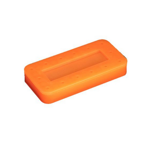 Silicone Magnetic Bur Block 14-Hole Rectangular Neon-Tangerine, 400BR2-12N