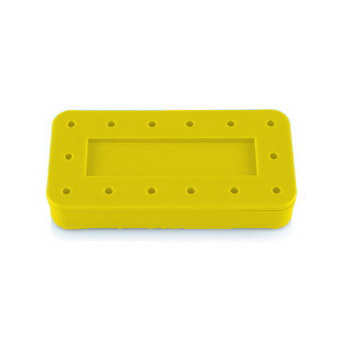 Silicone Magnetic Bur Block 14-Hole Rectangular Neon-Yellow, 400BR2-3N