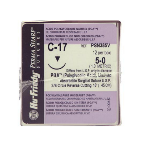 Perma Sharp Suture 5-0 PGA Undyed 18 C-19 1/2 Circle 12/Box, PSN723V (Exp. 01/31/2025)
