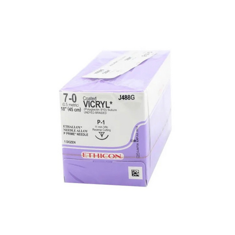 Suture Vicryl Undyed Braided P-1 7-0 18" 12/Bx, J488G