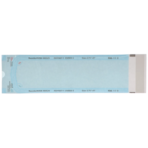 Sterilization Pouch, Class 4, Self-Sealing, Blue Film, 2.75"?x?9" 2/Pack, 100529 (SAMPLE)