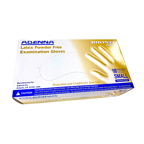 Adenna Bronze X-Small Latex Exam Gloves PF, Textured, 100/box, BRZ640