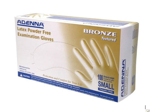 Adenna Bronze Small Latex Exam Gloves Powder Free Textured BRZ642