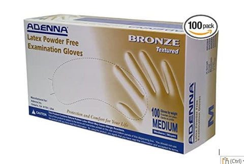 Adenna Bronze Medium Latex Exam Gloves Powder Free Textured BRZ645