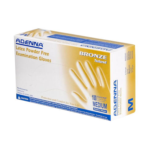 Adenna Bronze Medium Latex Exam Gloves PF, Textured, 100/box, BRZ645