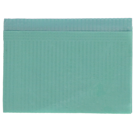 Disposable Bibs, 2+1 Ply, 13" x 18", Aqua, 500/Pk, 109216. (Damaged)