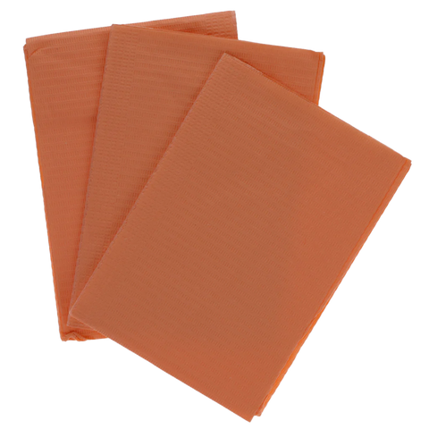 Disposable Bibs, 2+1 Ply, 13" x 18", Peach, 500/Pk, 109217