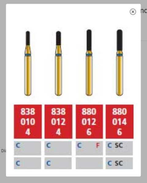 Alpen Multilayer Diamonds FG 838-012 C 5/Pk, R838C012FG, Burs & Diamonds, Dental Diamonds