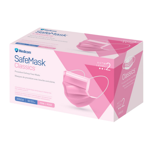 SafeMask Classics Earloop Masks Level 2 Pink, 205216, Infection Control, Masks-Earloop