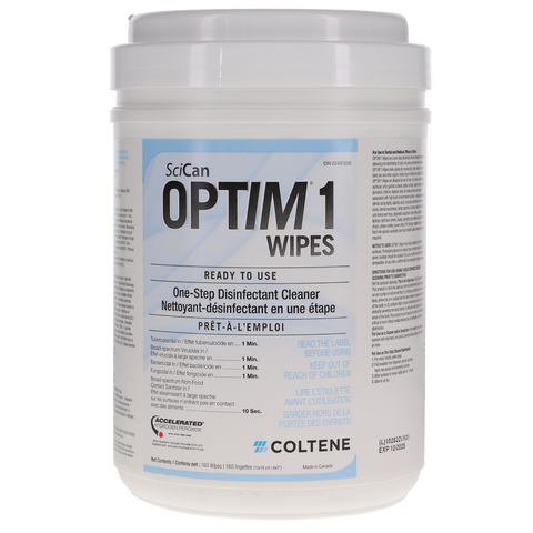 Optim 1 Pre-Saturated Wipes, RTU, 6" x 7", 160 Sheets/Pk, SCI1W12