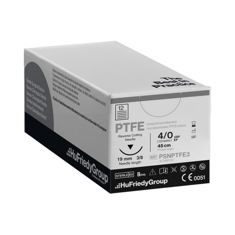 Perma Sharp, PTFE Suture, 4-0 PTFE, White 18" C-6 3/8 Circle RC, 12/Pack, PSNPTFE3