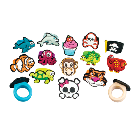 Ring Children Animals Rubber 72/Pk, JV338