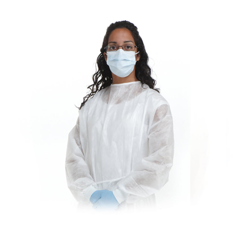SafeBasics Fluid Impervious Gown, Regular, White, 10/Pk