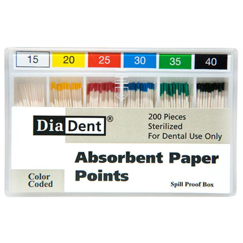 Absorbent Paper Points, Sterile, Non-Marked, Sliding Pack, # 20, Yellow, 100/Pk, 201-S604