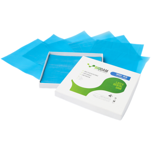 Biodam Latex Dental Dam, 6" x 6", Thin, Blue, 52/Pk, BIOBLU01815236