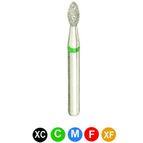 Diamond Burs, FG, Pointed Football, Coarse, Green, 1.6 mm, 368-016C, 5/Pk, A17SC