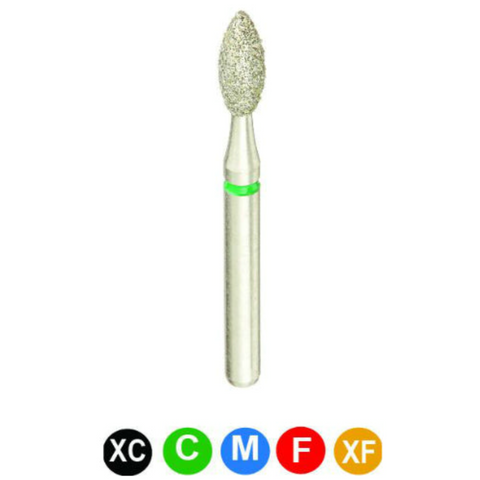 Diamond Burs, FG, Pointed Football, Coarse, Green, 2.1 mm, 379-018C, 5/Pk, C15SC