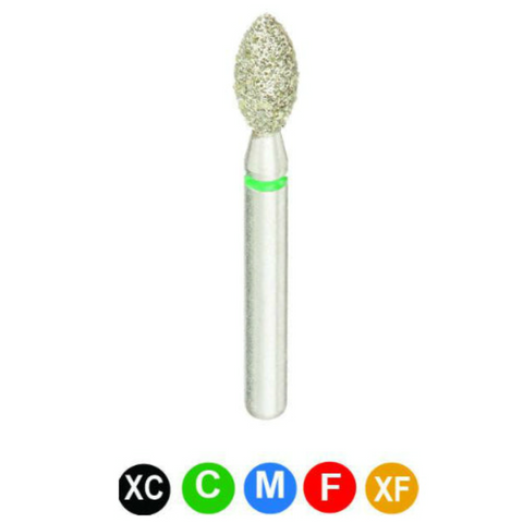 Diamond Burs, FG, Pointed Football, Coarse, Green, 2.3 mm, 368-023C, 5/Pk, C15C