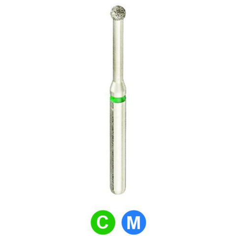 Diamond Burs, FG, Long Round, Coarse, Green, 1.2 mm, 801L-012C, 5/Pk, ALL2C