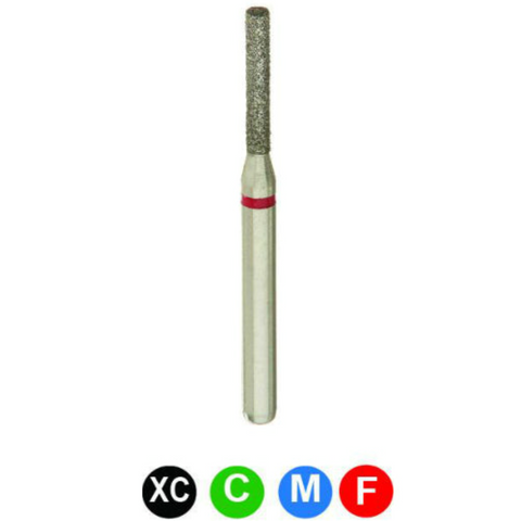Diamond Burs, FG, Flat End Cylinder, Fine, Red, 1.2 mm, 837-012F, 5/Pk, B1SF