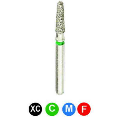 Diamond Burs, FG, Flat End Taper, Coarse, Green, 1.6 mm, 846-016C, 5/Pk, B4SSC