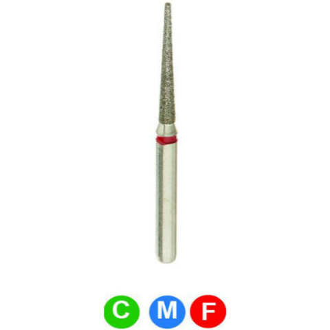 Diamond Burs, FG, Flat End Taper, Fine, Red, 1.2 mm, 848-012F, 5/Pk, C1F