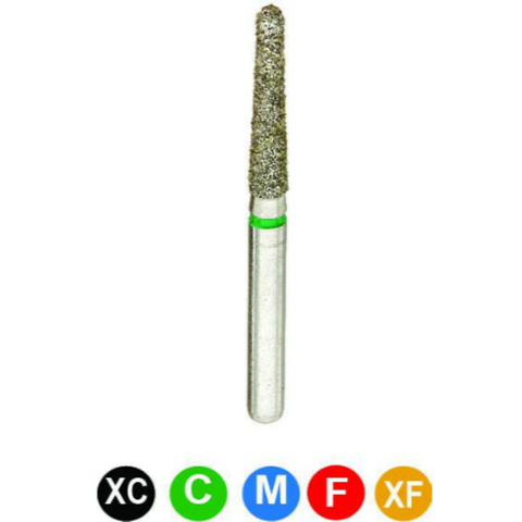 Diamond Burs, FG, Long Round End Taper, Coarse, Green, 1.6 mm, 856L-016C, 5/Pk, B6LC