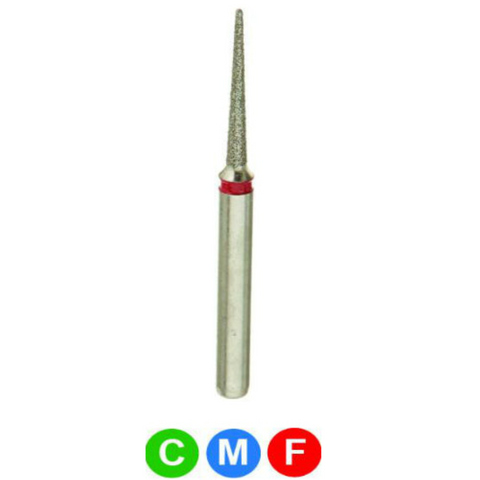 Diamond Burs, FG, Needle, Medium, Blue, 1.0 mm, 858-010M, 5/Pk, C6S