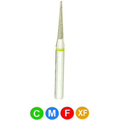 Diamond Burs, FG, Needle, Super Fine, Yellow, 1.2 mm, 858-012SF, 5/Pk, B7SP