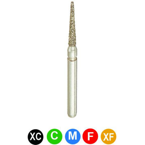 Diamond Burs, FG, Needle, Super Fine, Yellow, 1.4 mm, 858-014SF, 5/Pk, B7P