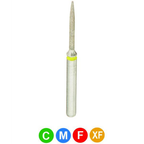 Diamond Burs, FG, Flame, # 862, 1.0 mm, Super Fine, Yellow, 5/Pk, 862-010SF, B8SP