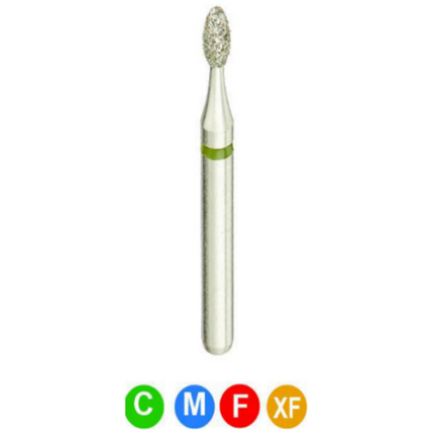 Diamond Burs, FG, Football, Extra Fine, Yellow, 1.4 mm, 379-014XF, 5/Pk, C15RSSP