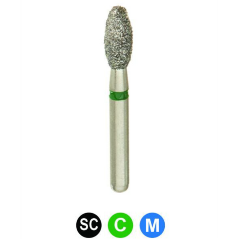 Diamond Burs, FGSS, Football, Coarse, Green, 2.3 mm, S379-023C, 5/Pk, MC15RC