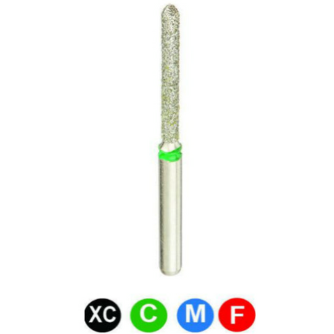 Diamond Burs, FG, Long Bevel Cylinder, Coarse, Green, 1.2 mm, 879L-012C, 5/Pk, C26C