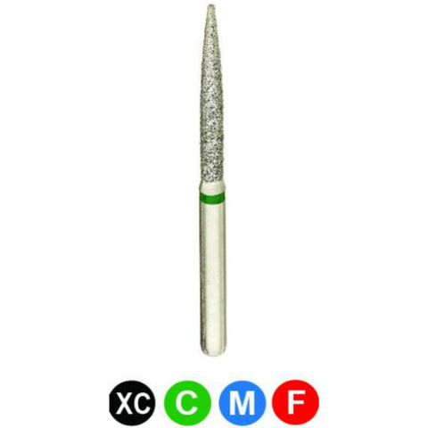 Diamond Burs, FG, Long Flame, Coarse, Green, 1.4 mm, 863L-014C, 5/Pk, C10LC