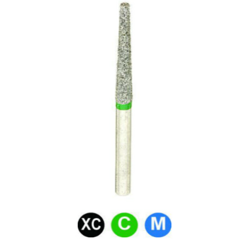 Diamond Burs, FG, Long Flat End Taper, Coarse, Green, 1.8 mm, 848L-018C, 5/Pk, C2LC