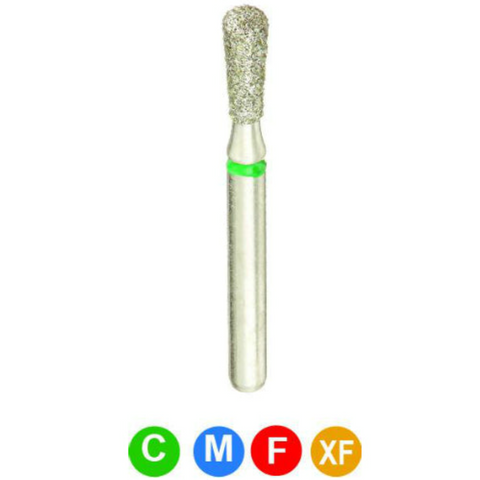 Diamond Burs, FG, Long Pear, Medium, Blue, 1.8 mm, 830L-018M, 5/Pk, C12SM