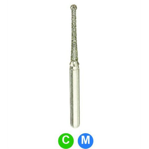 Diamond Burs, FG, Long Round and Neck, Coarse, Green, 1.2 mm, 802L-012C, 5/Pk, N3SSC