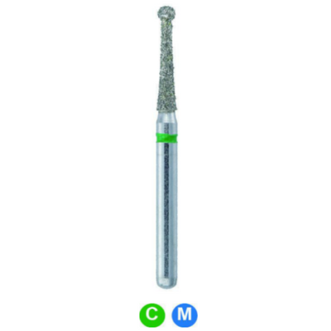 Diamond Burs, FG, Long Round and Neck, Coarse, Green, 1.4 mm, 802L-014C, 5/Pk, N3SC