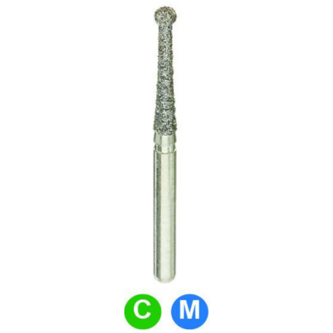 Diamond Burs, FG, Long Round and Neck, Coarse, Green, 1.6 mm, 802L-016C, 5/Pk, N3MC