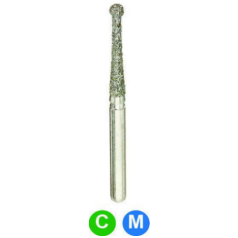 Diamond Burs, FG, Long Round and Neck, Endo, Coarse, Green, 1.8 mm, 802L-2-018C, 5/Pk, N3LLC