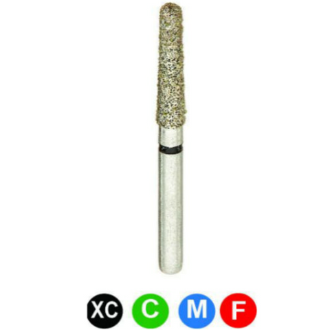 Diamond Burs, FG, Long Round End Taper, Extra Coarse, Black, 1.8 mm, 856L-018XC, 5/Pk, B5LLXC