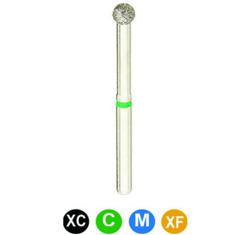 Diamond Burs, FG, Long Round, Extra Fine, Yellow, 2.1 mm, 801L-021XF, 5/Pk, ALL5P