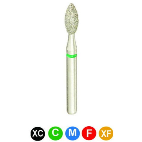 Diamond Burs, FG, Pointed Football, Fine, Red, 2.1 mm, 368-021F, 5/Pk, C15SF