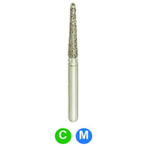 Diamond Burs, FG, Round End Taper Safe End, Coarse, Green, 1.6 mm, 857-016C, 5/Pk, 857-016C