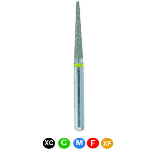 Diamond Burs, FG, Round End Taper, Extra Fine, Yellow, 1.6 mm, 850N-014XF, 5/Pk, C3SP