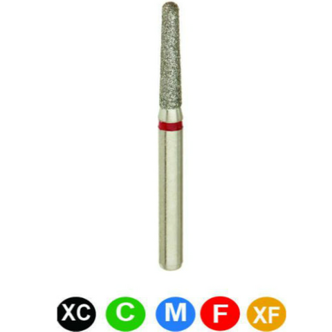Diamond Burs, FG, Round End Taper, Extra Fine, Yellow, 1.6 mm, 856M-016XF, 5/Pk, B6MP