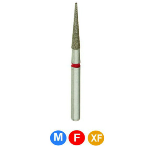 Diamond Burs, FG, TDF Esthetic Finishing Cone, Extra Fine, Yellow, 1.4 mm, 135-014XF, 5/Pk, DET9P